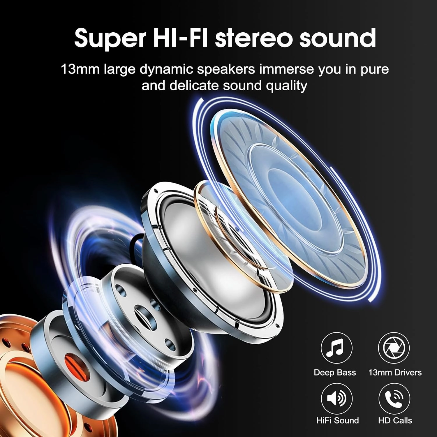 Wireless Earbuds Bluetooth 5.3 Headphones, 40H Playtime in-Ear Earphones, Mini Bluetooth Earbuds with ENC Noise Cancelling Mic, Deep Bass Stereo Ear Buds, LED Display, IPX7 Waterproof Earphones