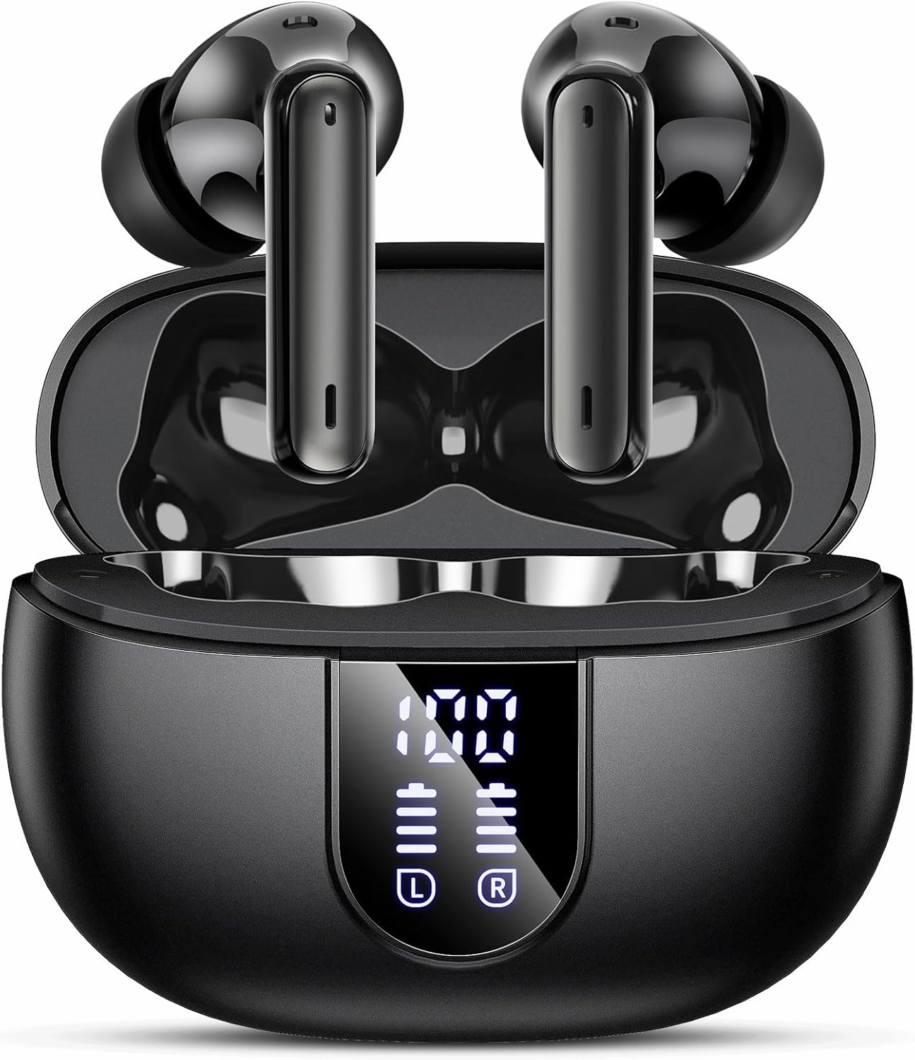 Wireless Earbuds, Bluetooth 5.3 Headphones 40Hrs Playtime Deep Bass Stereo in-Ear Earbud, LED Power Display, Call Noise Canceling Headphones with Mic, IP7 Waterproof Earphones for IOS Android Black wireless earbuds,Bluetooth earphones,true wireless stereo,