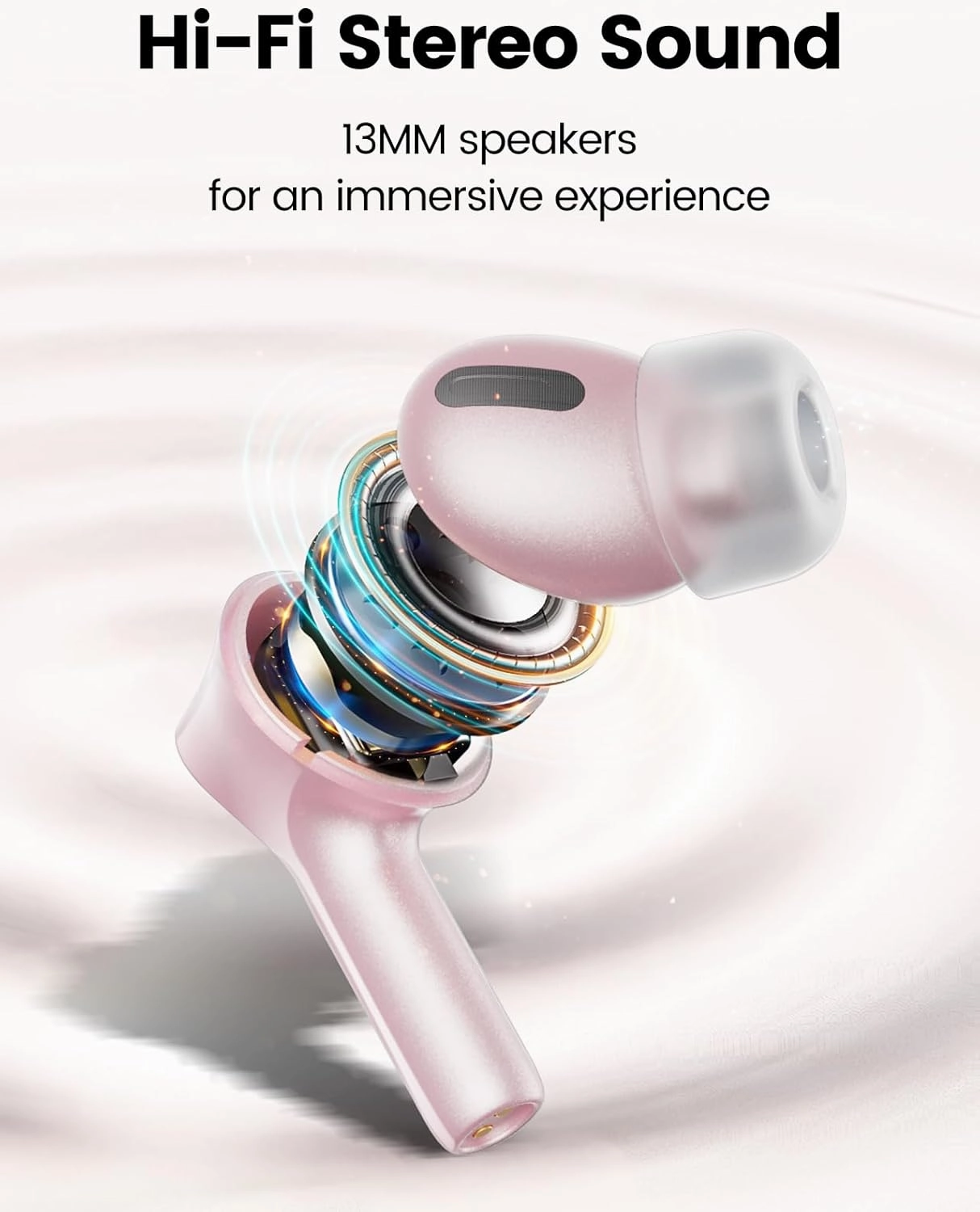 Wireless Earbuds Bluetooth 5.3 Headphones 50H Playtime Deep Bass Stereo Ear Buds with Mic IPX7 Waterproof Comfort Lightweight in Ear Earphones for Pad Android/iOS Phones Gifts for Women Men