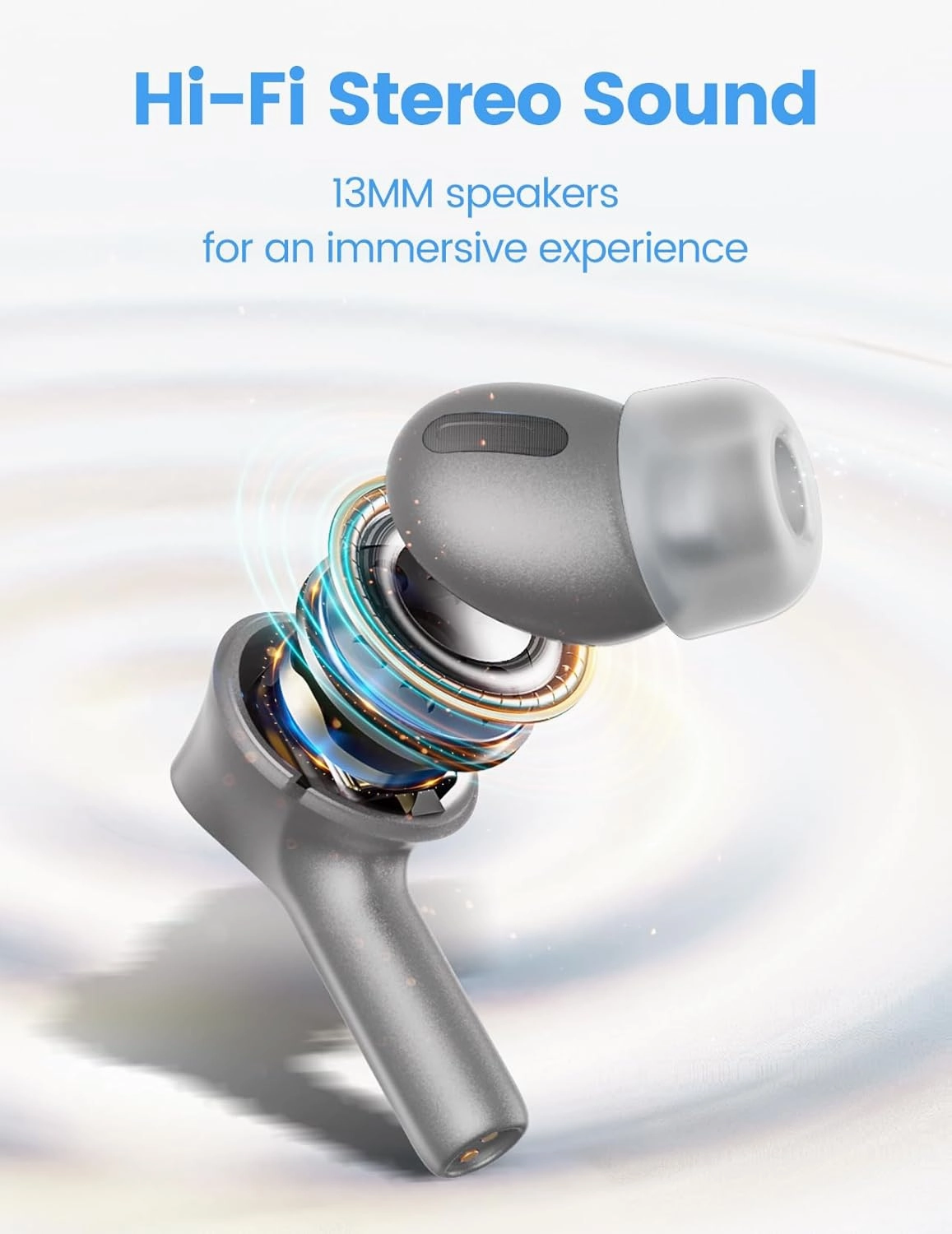 Wireless Earbuds Bluetooth 5.3 Headphones 50H Playtime Deep Bass Stereo Ear Buds with Mic IPX7 Waterproof Comfort Lightweight in Ear Earphones for Pad Android/iOS Phones Gifts for Women Men