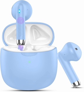 Wireless Earbuds, Bluetooth 5.3 Headphones in Ear with Noise Cancelling Mic, Bluetooth Earbuds Stereo Bass, IP7 Waterproof Sports Earphones, 32H Playtime USB C Charging Buds Light Blue for Android iOS wireless earbuds,Bluetooth earphones,true wireless ster