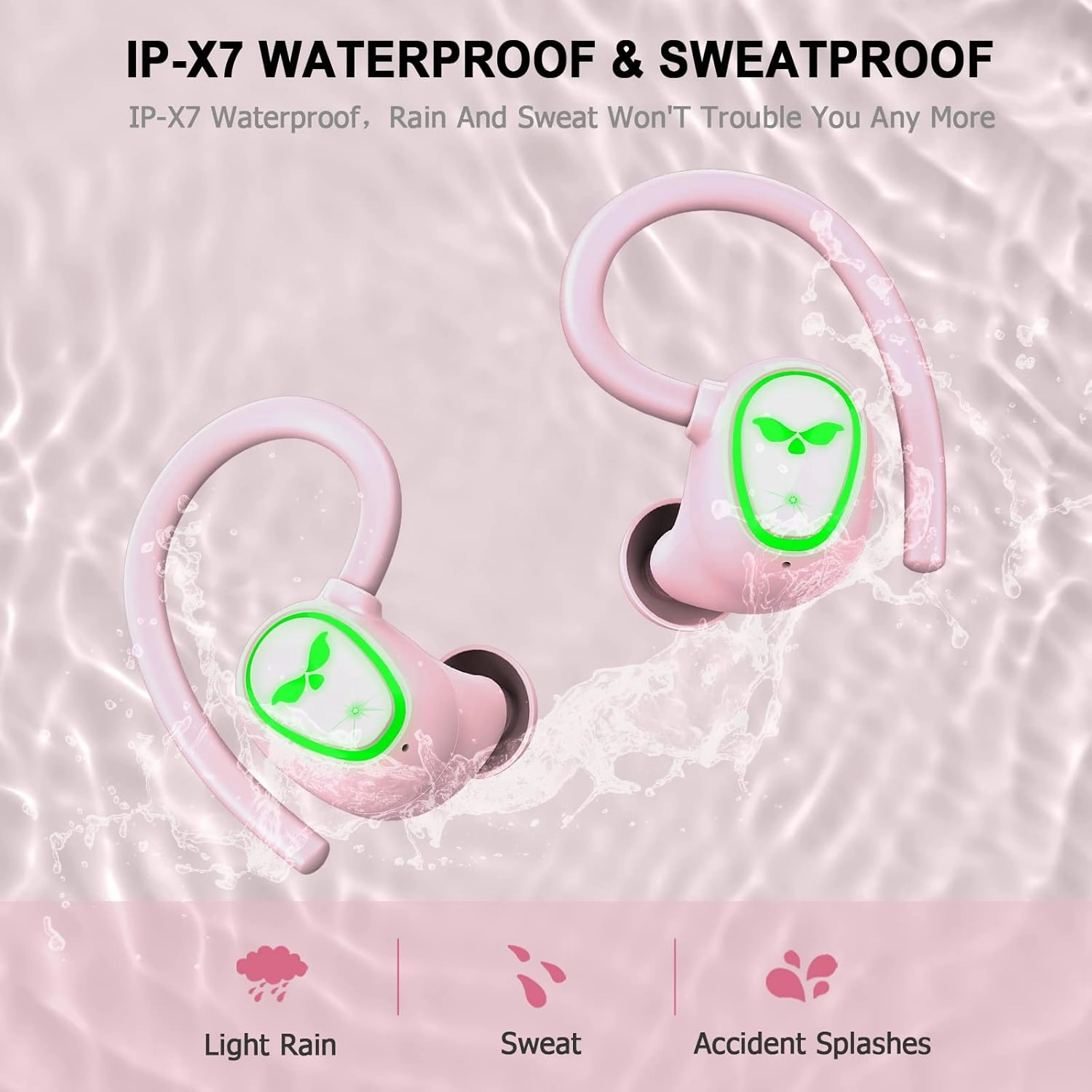 Wireless Earbuds Bluetooth 5.3 Headphones Sport, 2025 Bluetooth Earbuds with Earhooks, 48H Stereo Over Ear Buds, Earphone with 4 ENC Noise Canceling Mic, IP7 Waterproof Headset for Running/Gym/Workout