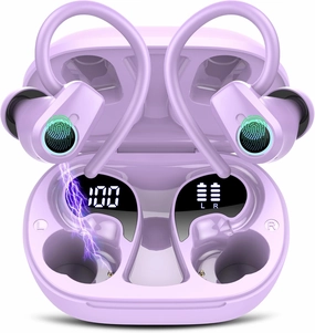 Wireless Earbuds, Bluetooth 5.3 Headphones Sport, In Ear buds Wireless Earbuds Bluetooth 50H Playtime LED Display, Deep Bass Stereo Noise Cancelling Headphones, IP7 Waterproof Earphones, Bright Purple TWS earbuds,compact wireless buds,Bluetooth ear tips,