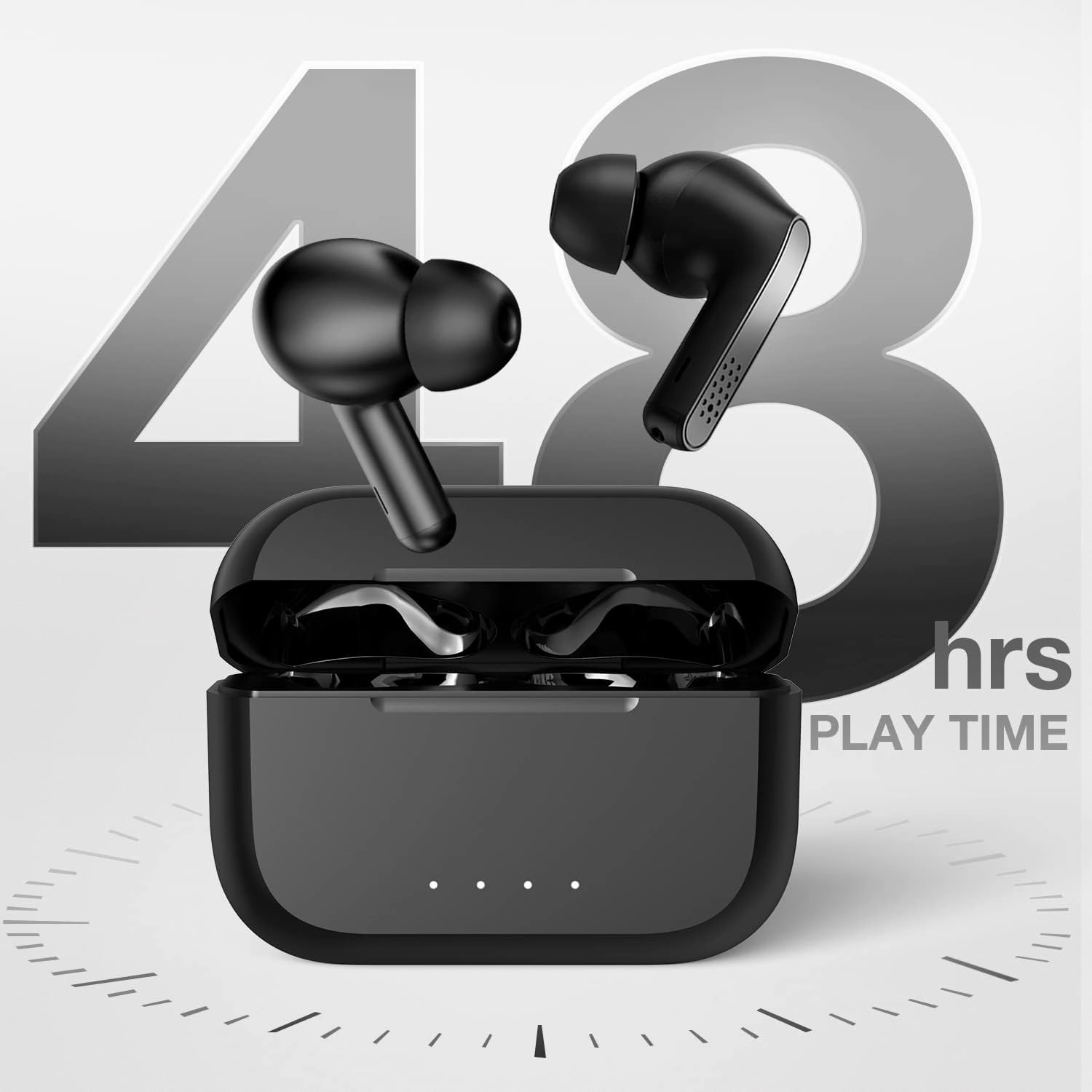 Wireless Earbuds Bluetooth 5.3 Headphones Waterproof Stereo Earphones in Ear Touch Control with Microphone Headset with Deep Bass for Sport, Gaming and Running(Inky)
