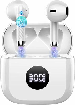 Wireless Earbuds, Bluetooth 5.4 Ear Buds LED Power Display Headphones Bass Stereo, Bluetooth Earbuds in-Ear Noise Cancelling Mic, 40H Playback Mini Case IP7 Waterproof Sports Earphones for Android iOS wireless earbuds,Bluetooth earphones,true wireless ster