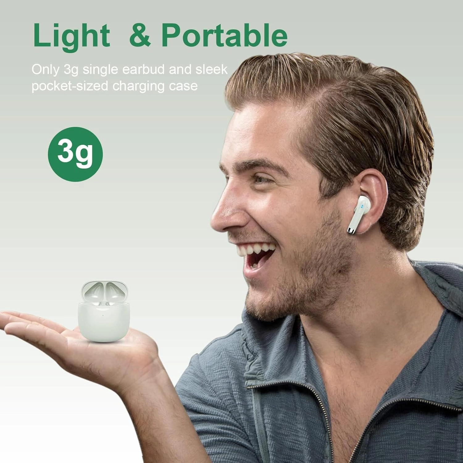 Wireless Earbuds, Bluetooth 5.4 Earbuds Stereo Bass, Bluetooth Headphones in Ear Noise Cancelling Mic, Earphones IP7 Waterproof Sports, 32H Playtime USB C Charging Case Green Ear Buds for Android iOS