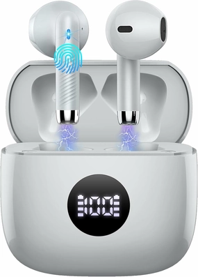 Wireless Earbuds, Bluetooth 5.4 Earbuds Stereo Bass, Bluetooth Headphones in Ear Noise Cancelling Mic, Sports Earphones IP7 Waterproof USB C, 40H Playtime Mini Charging Case Ear Buds for Android iOS TWS earbuds,compact wireless buds,Bluetooth ear tips,