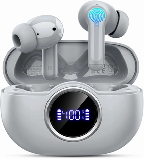 Wireless Earbuds Bluetooth 5.4 Headphones, 2025 Hi-Fi Stereo Bass Ear Buds, 4 ENC Noise Cancelling Mic 36Hrs USB-C in-Ear Earphones IP7 Waterproof Sport Workout for Laptop Pad Android iOS Phone, Grey TWS earbuds,compact wireless buds,Bluetooth ear tips,