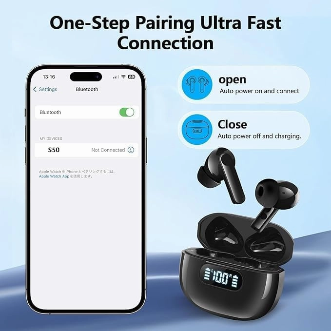 Wireless Earbuds Bluetooth 5.4 Headphones, 2025 Hi-Fi Stereo Bass Ear Buds, 4 ENC Noise Cancelling Mic 48Hrs in-Ear Earphones IPX7 Waterproof Sport Workout for Laptop Pad Android iOS Phone RUNNING