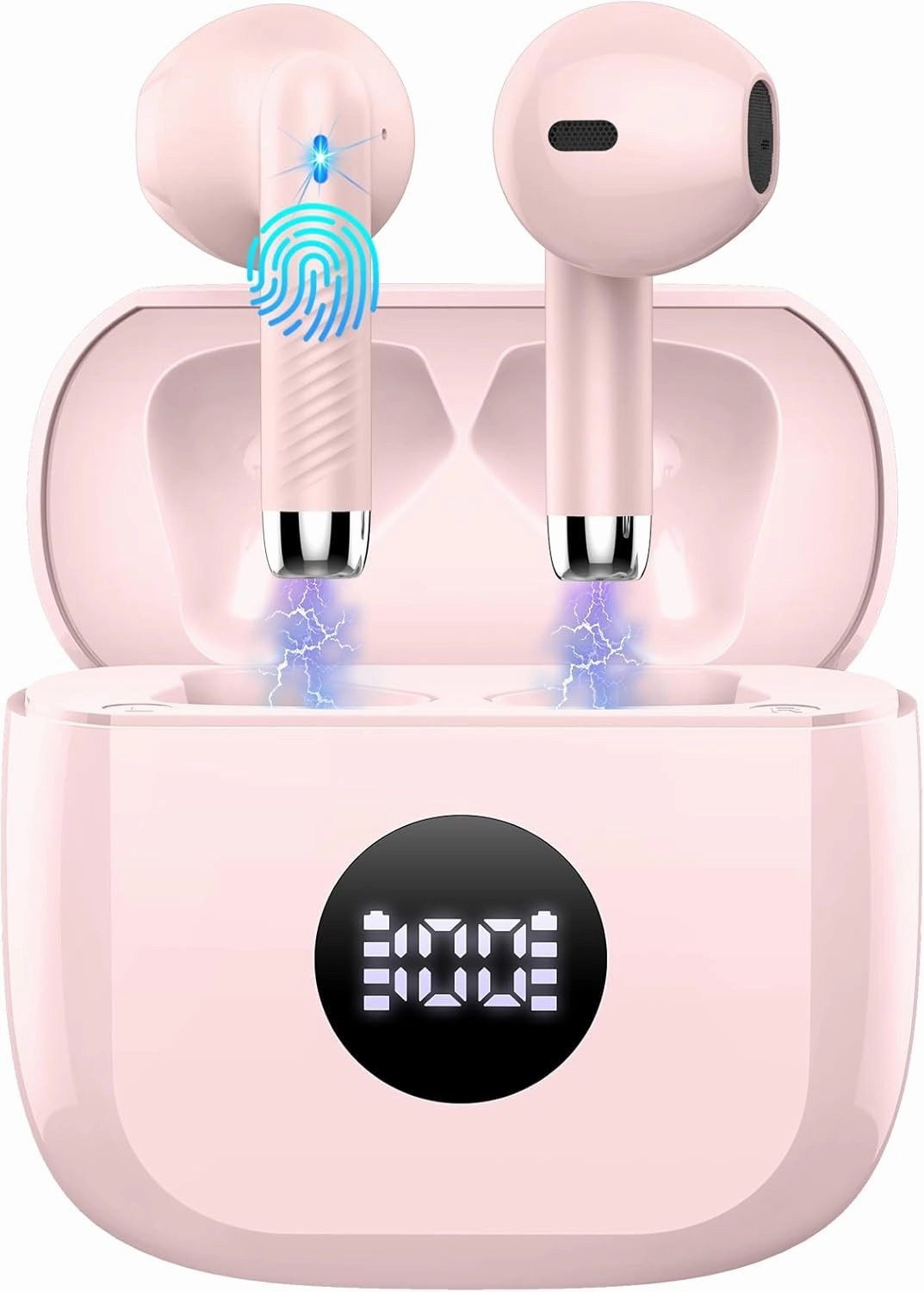 Wireless Earbuds, Bluetooth 5.4 Headphones HiFi Stereo, in Ear Earphones with 4 ENC Noise Cancelling Mics, IP7 Waterproof Headset with USB C Charging, 40H Playback Ear Buds with Mini Case LED Display TWS earbuds,compact wireless buds,Bluetooth ear tips,