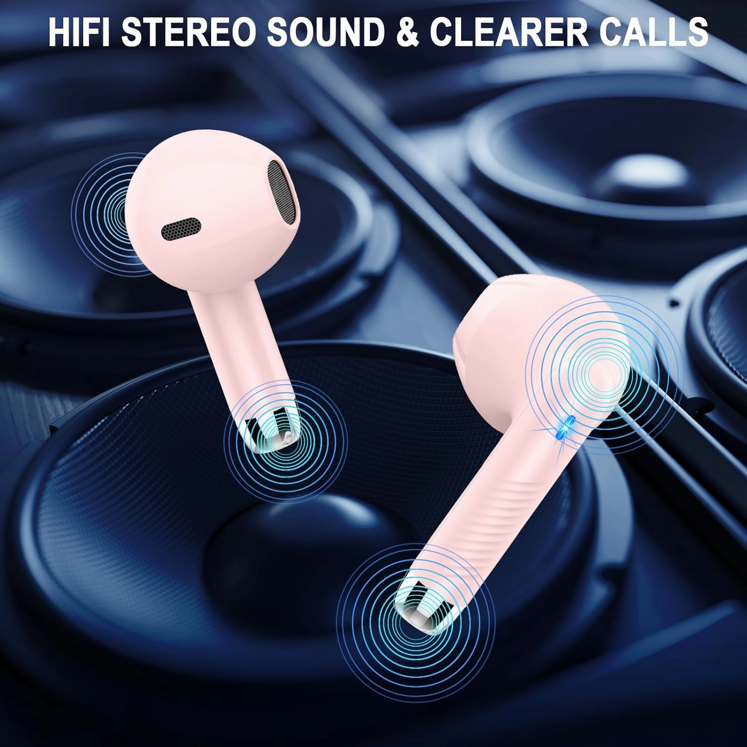 Wireless Earbuds, Bluetooth 5.4 Headphones HiFi Stereo, in Ear Earphones with 4 ENC Noise Cancelling Mics, IP7 Waterproof Headset with USB C Charging, 40H Playback Ear Buds with Mini Case LED Display