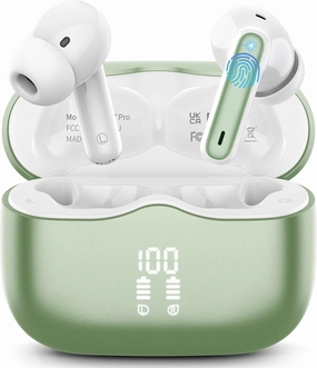 Wireless Earbuds, Bluetooth 5.4 Headphones in Ear with 4 ENC Noise Cancelling Mic, New Wireless Earphones HiFi Stereo Deep Bass 40H Playtime, In-Ear Bluetooth Earbuds LED Display IP7, USB-C, Green wireless earbuds,Bluetooth earphones,true wireless stereo,
