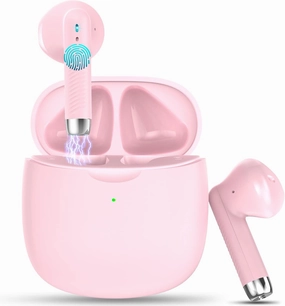 Wireless Earbuds, Bluetooth 5.4 Headphones in Ear with Noise Cancelling Mic, Bluetooth Earbuds Stereo Bass, IP7 Waterproof Sports Earphones, 32H Playtime USB C Charging Ear Buds Pink for Android iOS TWS earbuds,compact wireless buds,Bluetooth ear tips,