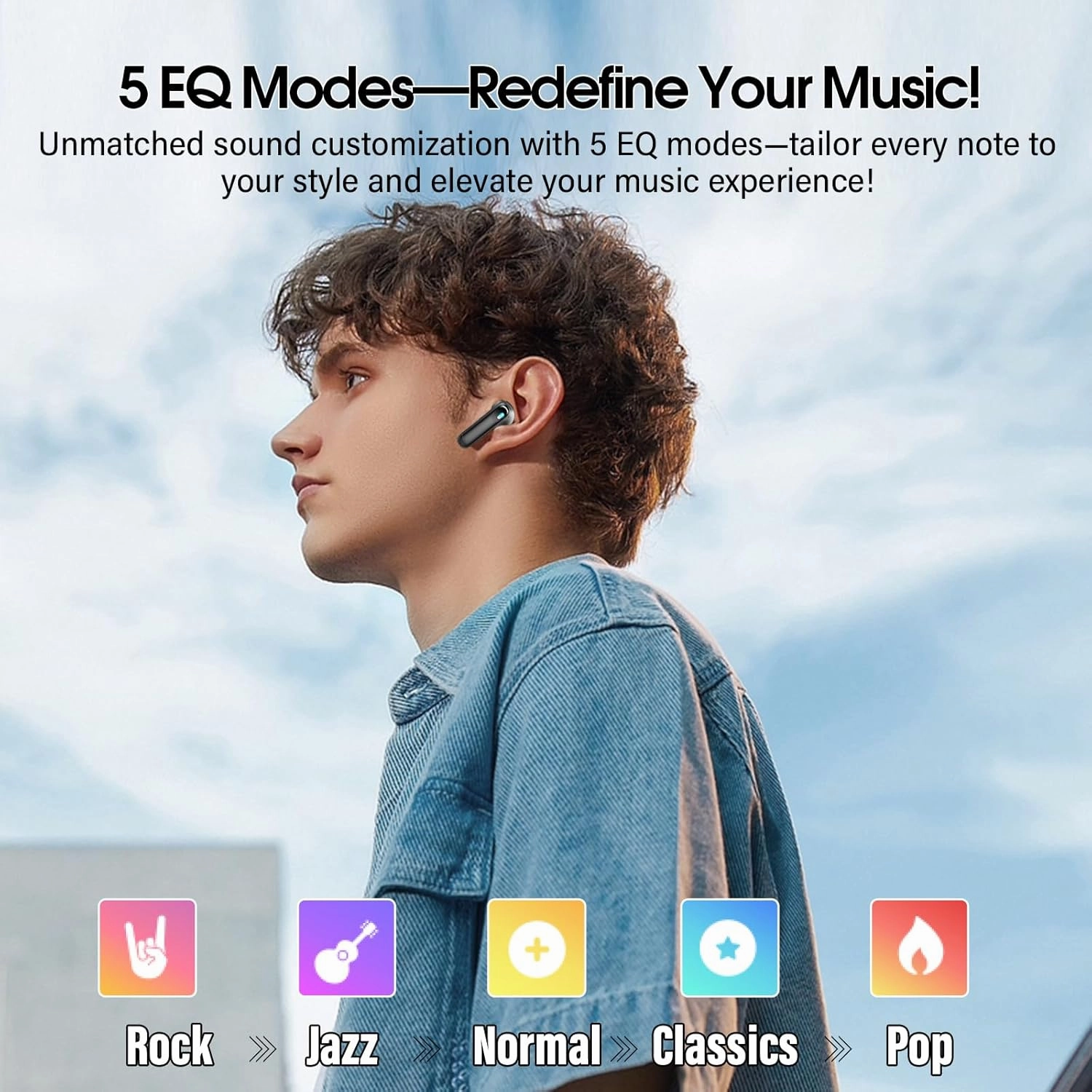 Wireless Earbuds, Bluetooth 5.4 Headphones Multi-Function Touch Screen with 5 EQ Modes, 48H Ear Buds Bass Stereo with ANC Noise Cancelling/Transparency Mode, IPX7 Bluetooth Earbuds for Android/iOS
