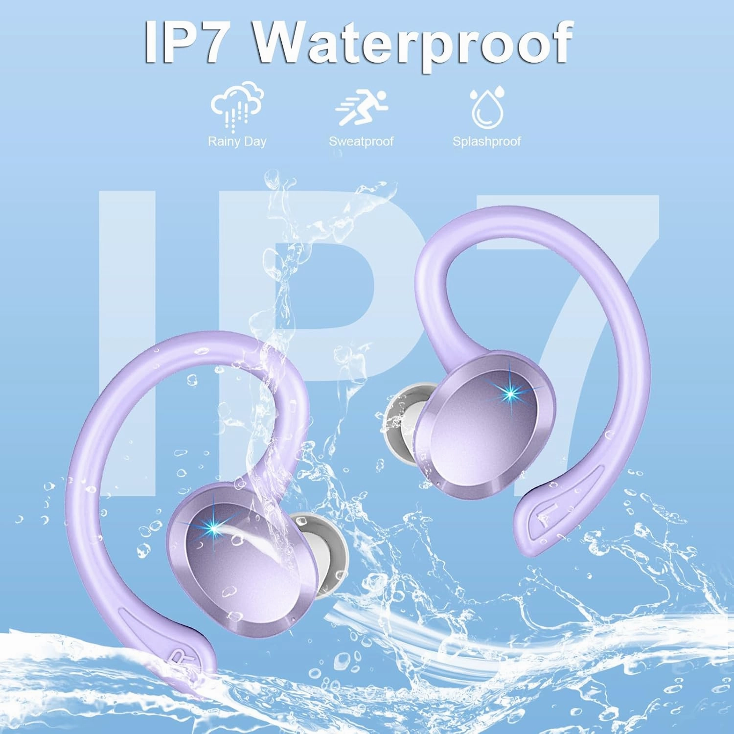 Wireless Earbuds Bluetooth 5.4 Headphones Sport, 2025 Bluetooth Earbuds with Earhooks, 48H Stereo Over Ear Buds, Earphone with 4 ENC Noise Canceling Mic, IP7 Waterproof Headset for Running/Gym/Workout