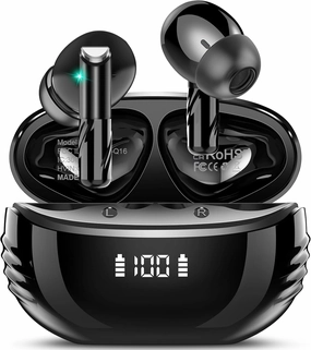 Wireless Earbuds Bluetooth 5.4 in Ear Light-Weight Headphones Built-in MIC, 48H Playback HiFi Stereo Bass Earphones, IPX7 Waterproof Ear Buds with Digital Display Charging Case, Touch Control, Black wireless earbuds,Bluetooth earphones,true wireless stereo