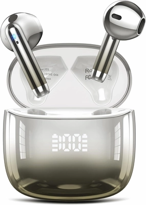 Wireless Earbuds, Bluetooth Headphones 48H Playtime Ear Buds with LED Power Display, IPX7 Waterproof Bluetooth 5.4 Earphones in-Ear Earbuds with 4 Mic for Android iOS Cell Phone Laptop, Beige TWS earbuds,compact wireless buds,Bluetooth ear tips,