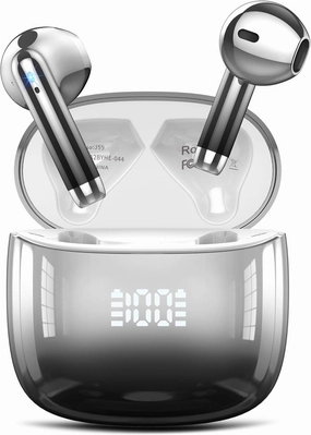 Wireless Earbuds, Bluetooth Headphones 48H Playtime Ear Buds with LED Power Display, IPX7 Waterproof Bluetooth 5.4 Earphones in-Ear Earbuds with 4 Mic for Android iOS Cell Phone Laptop, Black TWS earbuds,compact wireless buds,Bluetooth ear tips,