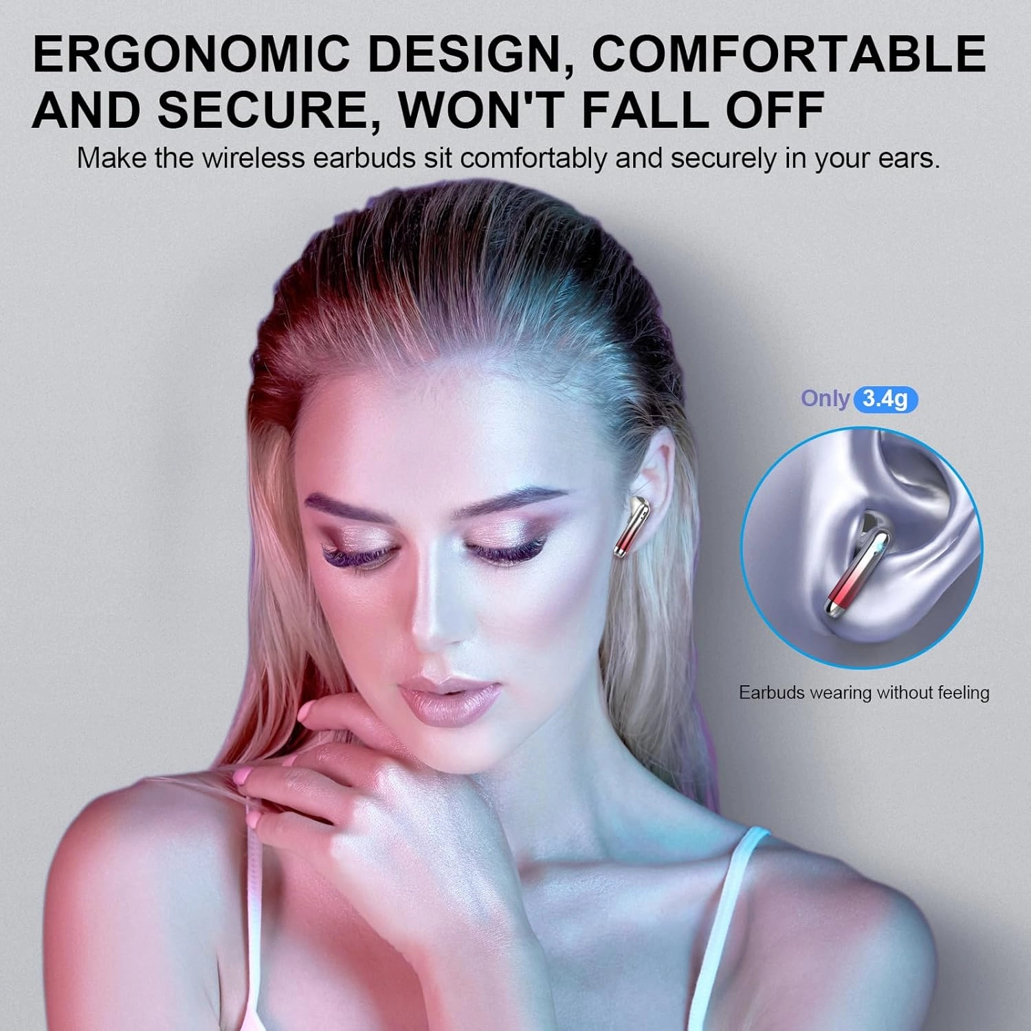 Wireless Earbuds, Bluetooth Headphones 48H Playtime Ear Buds with LED Power Display, IPX7 Waterproof Bluetooth 5.4 Earphones in-Ear Earbuds with 4 Mic for Android iOS Cell Phone Laptop, Red