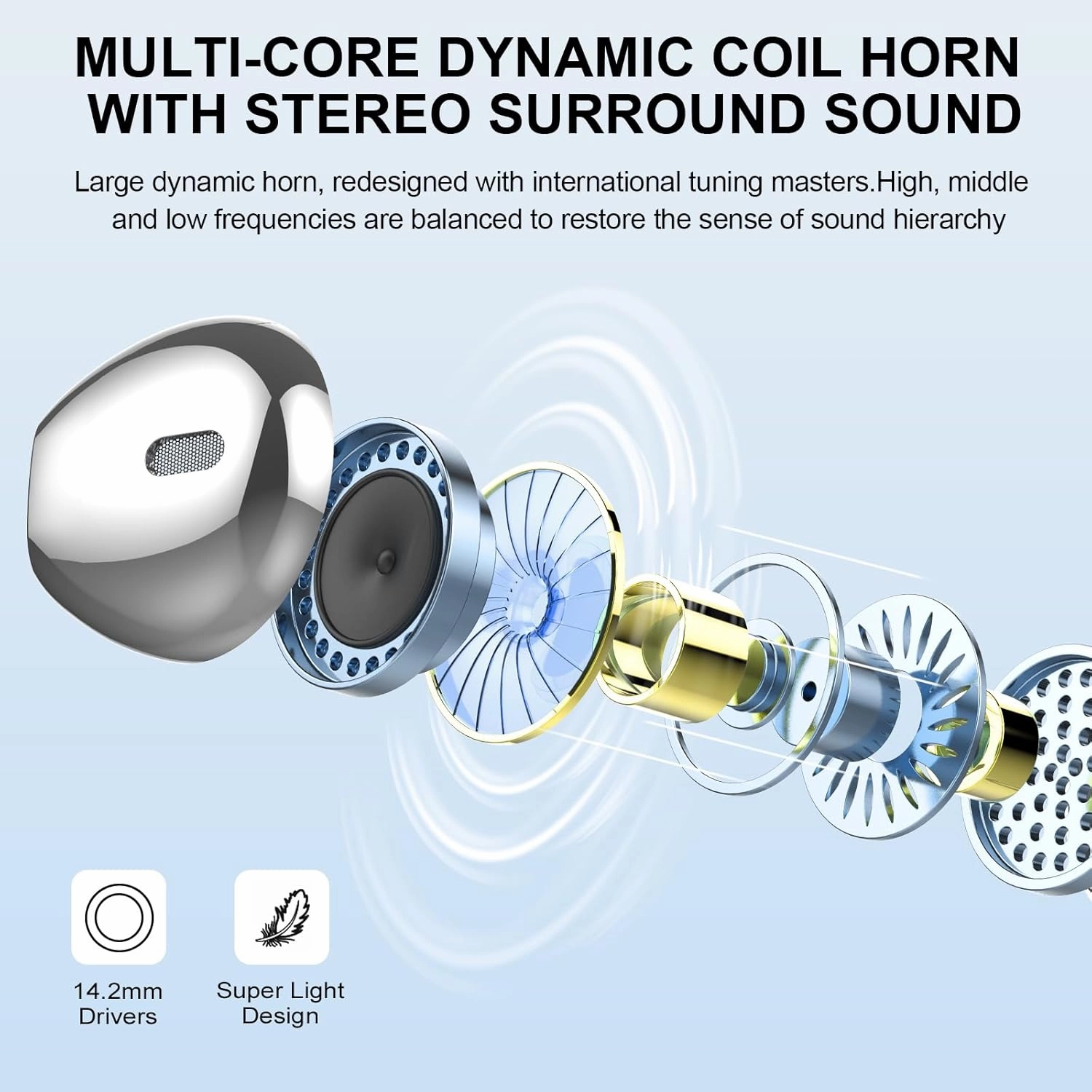 Wireless Earbuds, Bluetooth Headphones 48H Playtime Ear Buds with LED Power Display, IPX7 Waterproof Bluetooth 5.4 Earphones in-Ear Earbuds with 4 Mic for Android iOS Cell Phone Laptop, Silver
