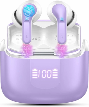 Wireless Earbuds, Bluetooth Headphones 5.3 NEW 40H Ear Buds Bass Stereo Earphones Noise Cancelling Earbud with 4 ENC Mic in-Ear Bluetooth Earbud USB-C LED Display IP7 Waterproof Sport for Android iOS TWS earbuds,compact wireless buds,Bluetooth ear tips,