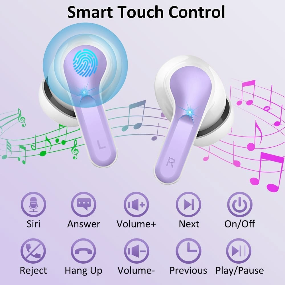 Wireless Earbuds, Bluetooth Headphones 5.3 NEW 40H Ear Buds Bass Stereo Earphones Noise Cancelling Earbud with 4 ENC Mic in-Ear Bluetooth Earbud USB-C LED Display IP7 Waterproof Sport for Android iOS