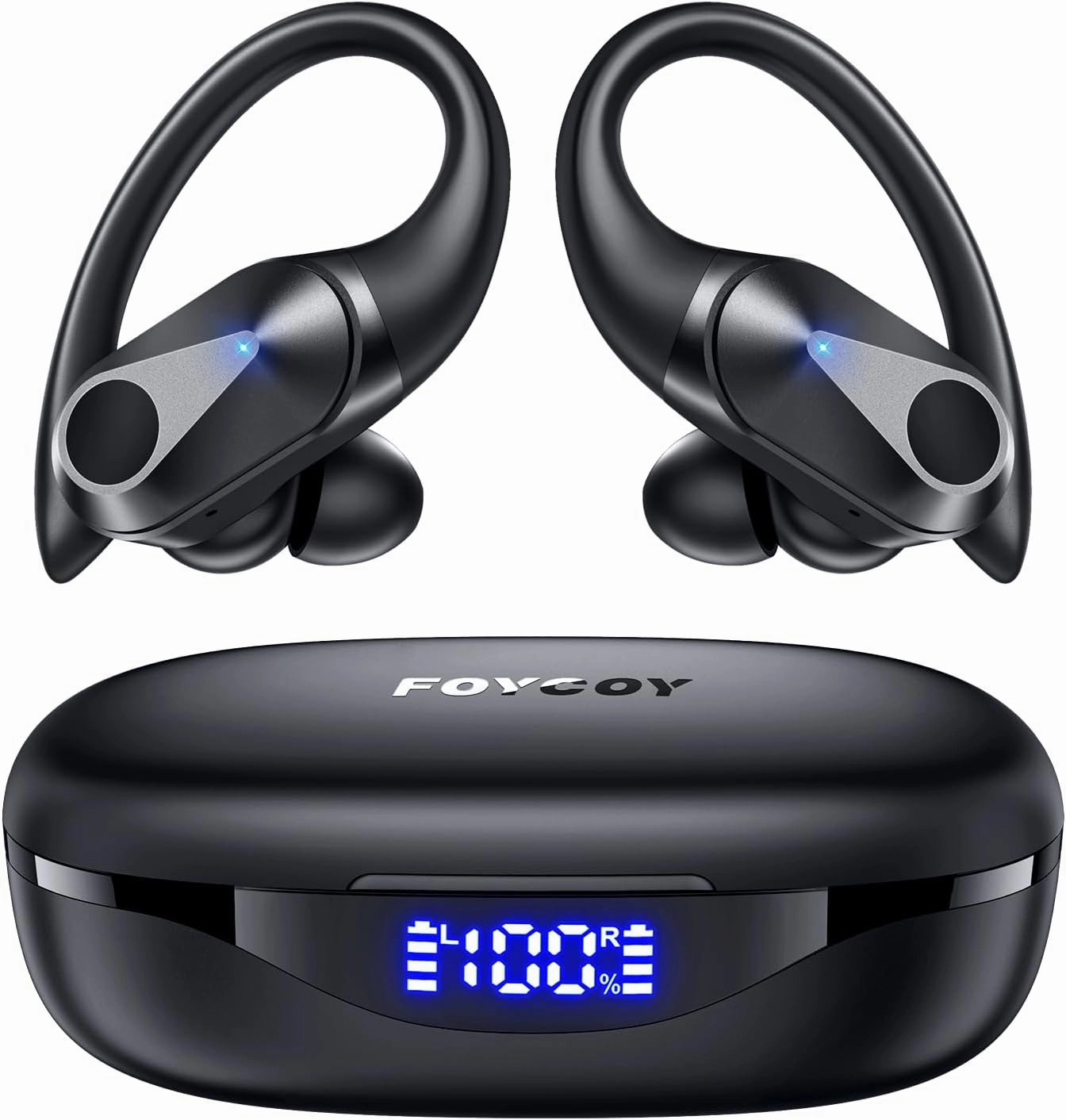 Wireless Earbuds Bluetooth Headphones 90Hrs Playtime Ear Buds IPX7 Waterproof Sports Earphones Wireless Charging Case Over-Ear Earhooks Headest TWS earbuds,compact wireless buds,Bluetooth ear tips,
