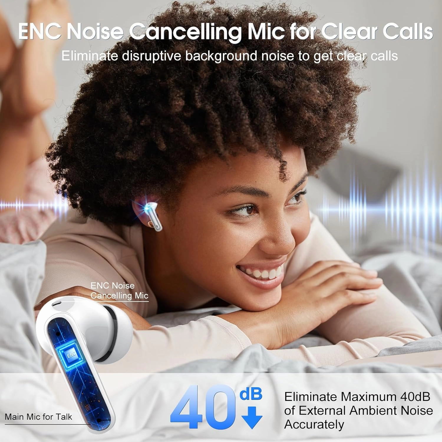 Wireless Earbuds, Bluetooth Headphones HiFi Stereo, 40H Playtime in-Ear Earbud, 2024 Bluetooth 5.3 Earbuds with LED Power Display, IP7 Waterproof Wireless Earphones Sport Headset for Android iOS
