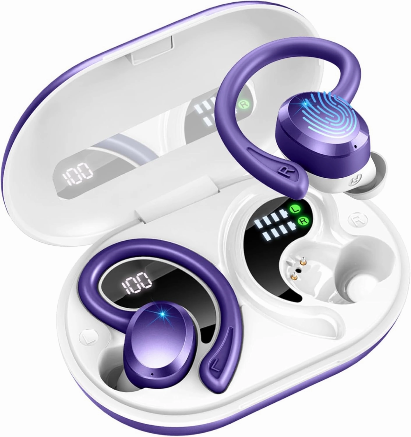 Wireless Earbuds Bluetooth Headphones Sport, Bluetooth 5.3 Earbud 3D HiFi Stereo Over Ear Buds, 48H Noise Cancelling Mic Wireless Earphone with Earhooks, IP7 Waterproof Headset for Workout/Running/Gym over-ear headphones,closed back headphones,wireless stu