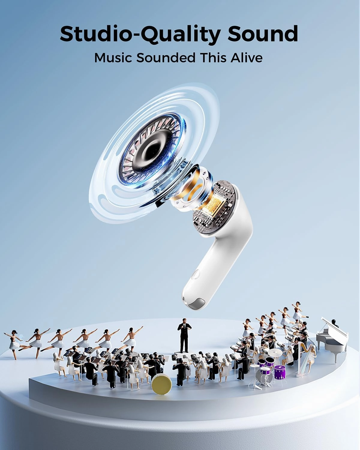 Wireless Earbuds,Bluetooth in Ear Buds with Immersive Surround Sound Stereo,Tap-Control,48 Hours Playtime,Bluetooth 5.4 LED Display Charging Case,IPX7 Waterproof Fit iPhone&Andriod Sports Workout