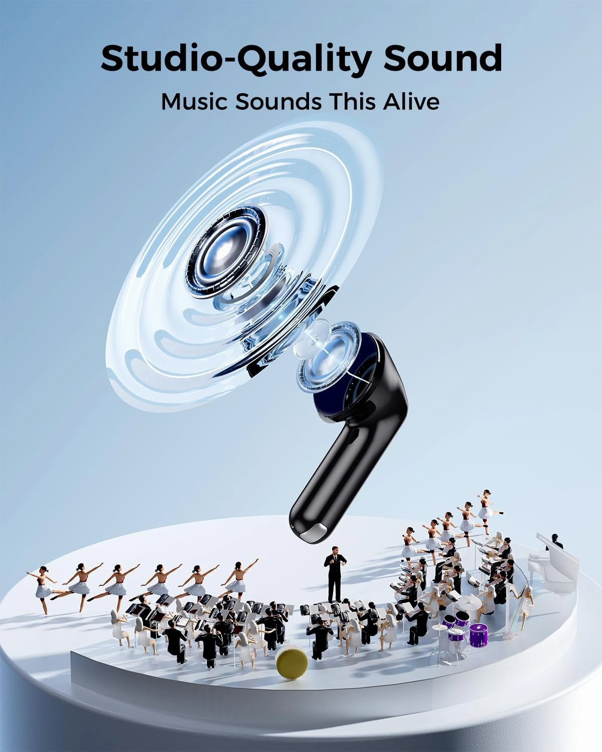 Wireless Earbuds,Bluetooth in Ear Buds with Immersive Surround Sound Stereo,Tap-Control,48 Hours Playtime,Bluetooth 5.4 LED Display Charging Case,IPX7 Waterproof Fit iPhone&Andriod Sports Workout