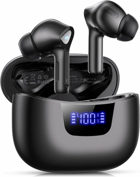 Wireless Earbuds Bluetooth V5.3 Headphones 50H Playback Deep Bass Stereo Ear Buds with LED Power Display Charging Case IPX7 Waterproof Earphones with Mic Headset for Laptop Pad Android/iOS Phones wireless earbuds,Bluetooth earphones,true wireless stereo,