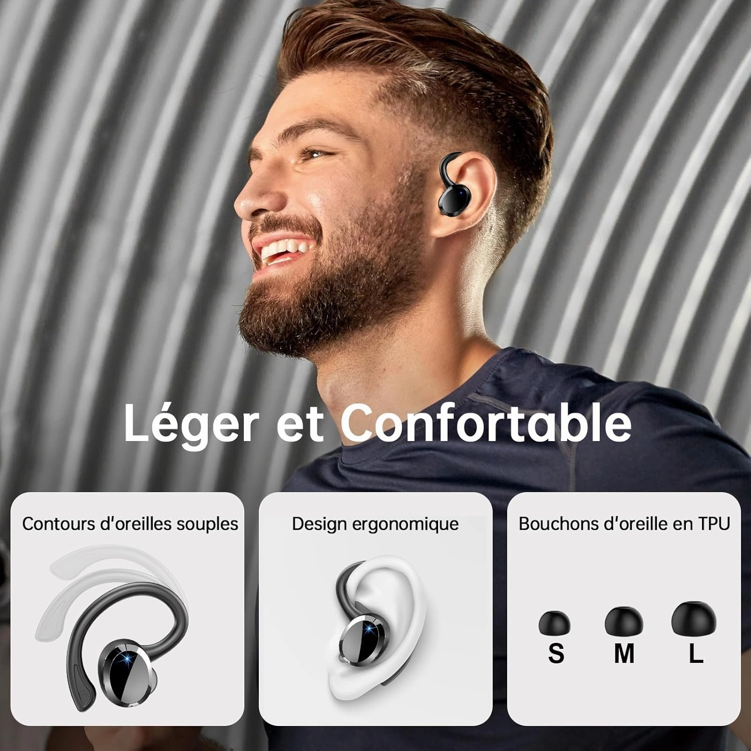 Wireless Earbuds Sport, 2025 Bluetooth 5.4 Headphones Bass Hi-Fi Stereo Over Ear Buds, 56Hrs Noise Cancelling Headset with Earhook, IP7 Waterproof Earphones Workout Running for Laptop Pad Android iOS