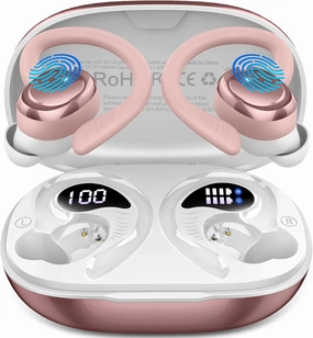 Wireless Earbuds Sport, Bluetooth 5.4 Headphones with Earhook, 2025 Hi-Fi Stereo Over Ear Buds, 50H Earphones with 4 ENC Noise Canceling Mics, IP7 Waterproof Headset for Running Workout (Android/iOS) over-ear headphones,closed back headphones,wireless stud