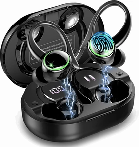 Wireless Earbuds Sports, Bluetooth Headphones 5.3, 50H Playback Over-Ear buds with 4 ENC Noise Cancelling Mic, Deep Bass Earphones with Earhooks, IP7 Waterproof Fitness Headset for Running Workout Gym TWS earbuds,compact wireless buds,Bluetooth ear tips,