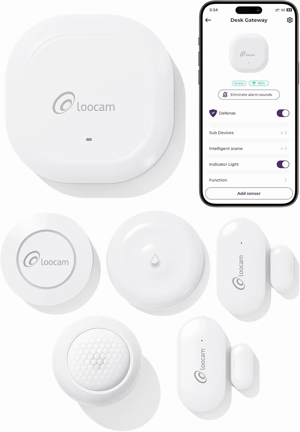 Wireless Home Security System 6 Pieces House Alarm for Apartment, 1 Smart Hub, 2 Door & Window Sensors, 1 Smart Button, 1 PIR Motion Sensor, 1 Water Leak Sensor, Alarm System for Home Security smart audio hub,voice control speaker,Alexa compatible audi