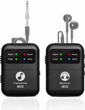 Wireless in Ear Monitor System, 2.4G Stereo Wireless IEM System with Beltpack Transmitter Receiver Auto-Pairing, 164ft for Studio, Band, Live Performance in-ear monitors,hi-fi IEMs,studio earphones,
