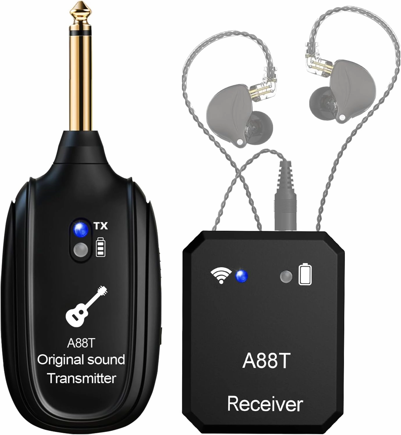 Wireless in Ear Monitor System 2.4GHz Wireless IEM System with Transmitter, Clip on Receiver Auto-Pairing in-Ear Monitoring for Studio, Guitar, DJ, Live Performance (A88T) in-ear monitors,hi-fi IEMs,studio earphones,