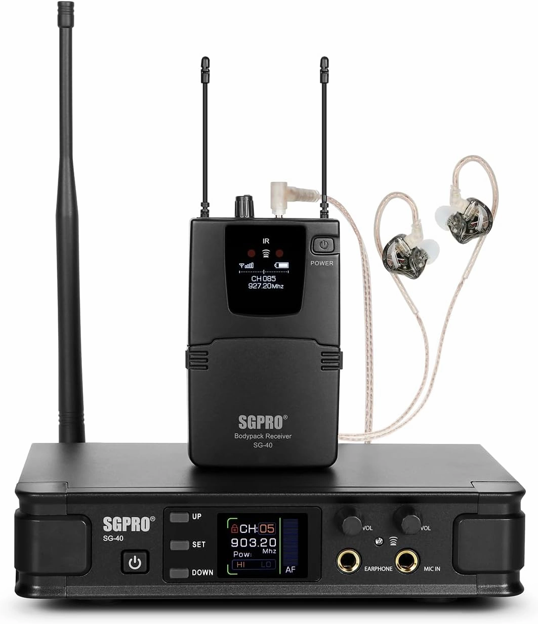 Wireless in-Ear Monitor System, IEM System Mono with Metal Transmitter, Bodypack Receiver Monitor Earphones, 85 Adjustable Frequencies 262ft Operation for Bands, Studio & Events in-ear monitors,hi-fi IEMs,studio earphones,