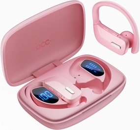 Wireless Sport Bluetooth Headphones 80Hrs Stereo with HD Mic with Earhooks ENC Noise Canceling Over-Ear Earphones, IP7 Waterproof Headset for Computer Workout Running Pink wireless audio bridge,Bluetooth transmitter,WiFi audio link,