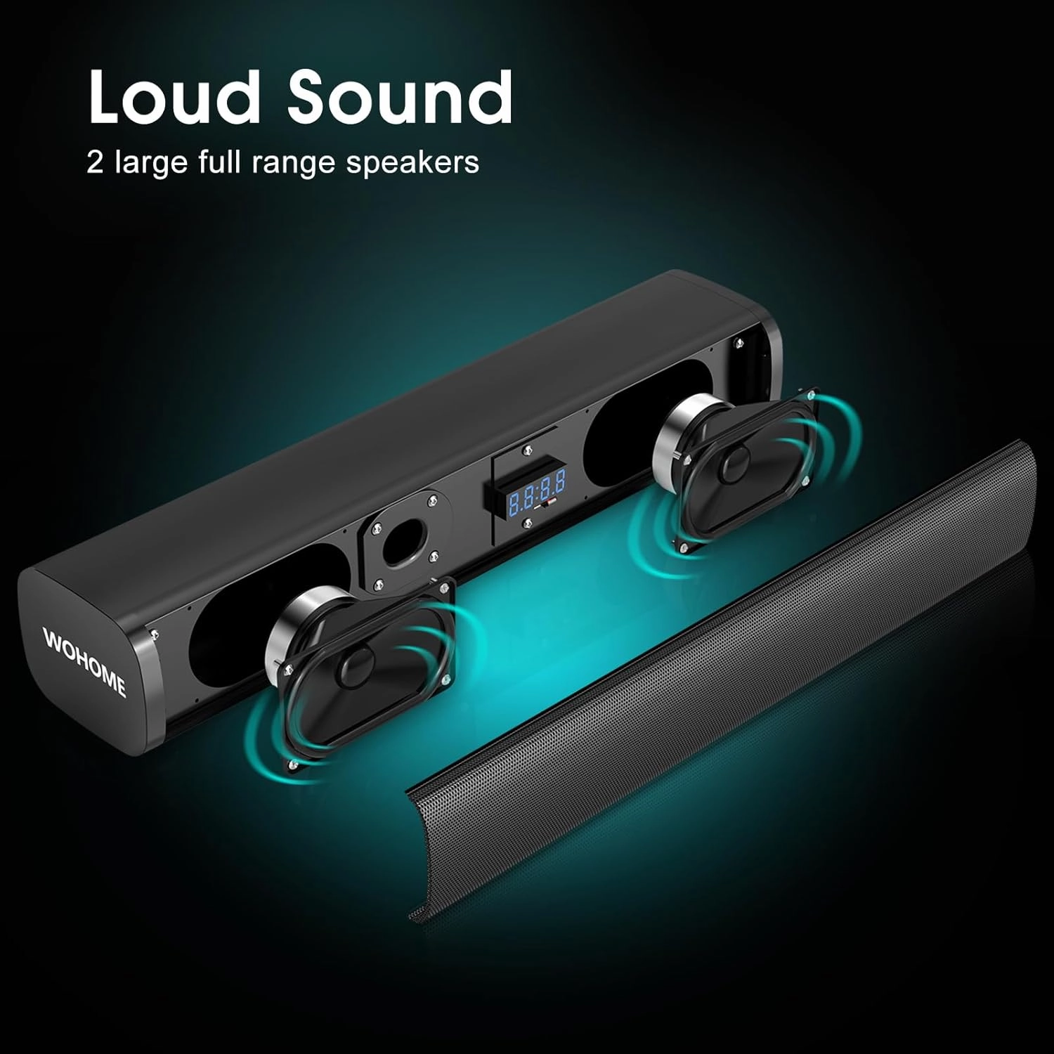 Wohome Sound Bar with 5.25-Inch Wired Subwoofer for Smart TV, 2.1 CH Small TV Soundbar Speakers with Colorful Backlight Support Bluetooth 5.3/Optical/AUX/USB Connectivity, S100 (Black with Subwoofer)