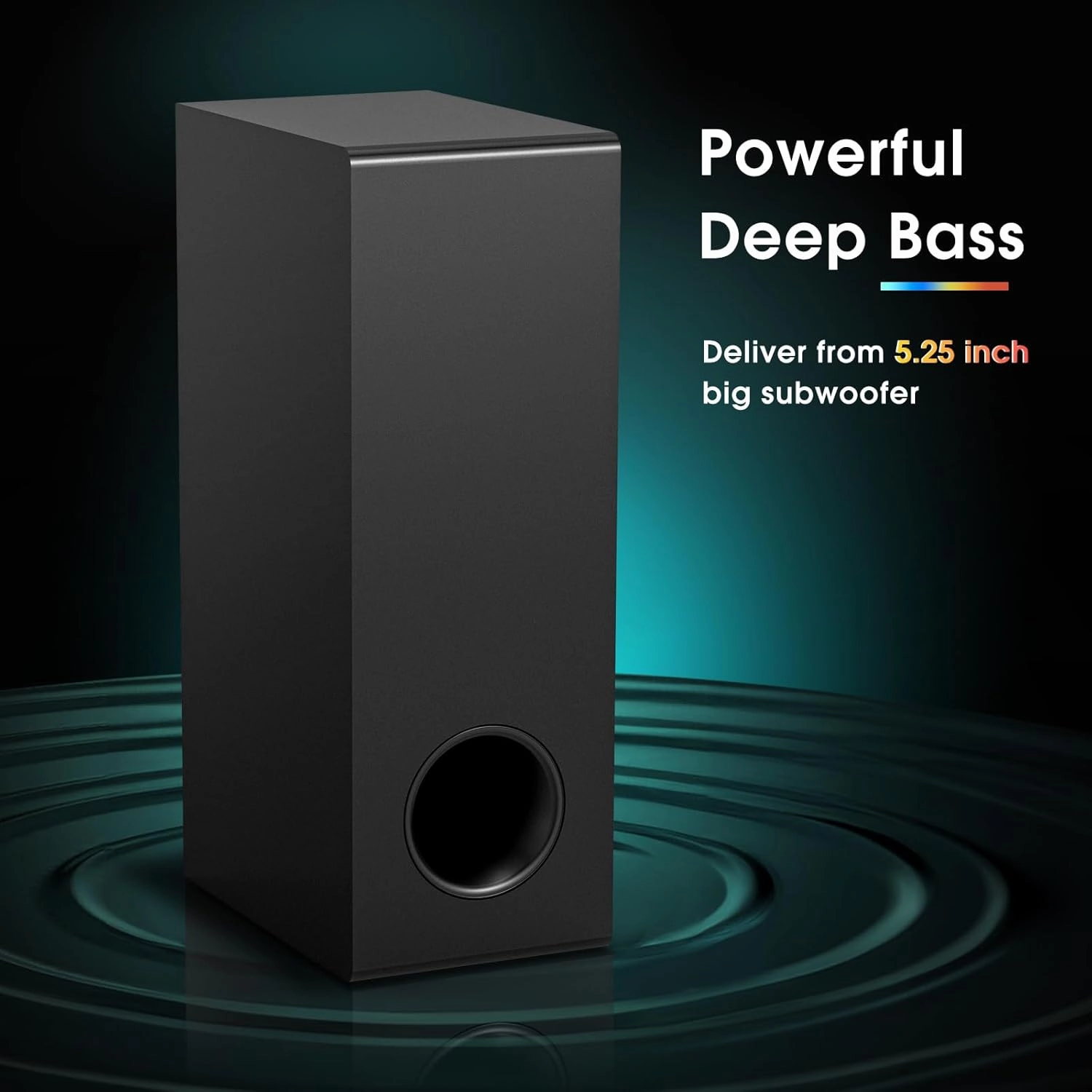 Wohome Sound Bar with 5.25-Inch Wired Subwoofer for Smart TV, 2.1 CH Small TV Soundbar Speakers with Colorful Backlight Support Bluetooth 5.3/Optical/AUX/USB Connectivity, S100 (Black with Subwoofer)
