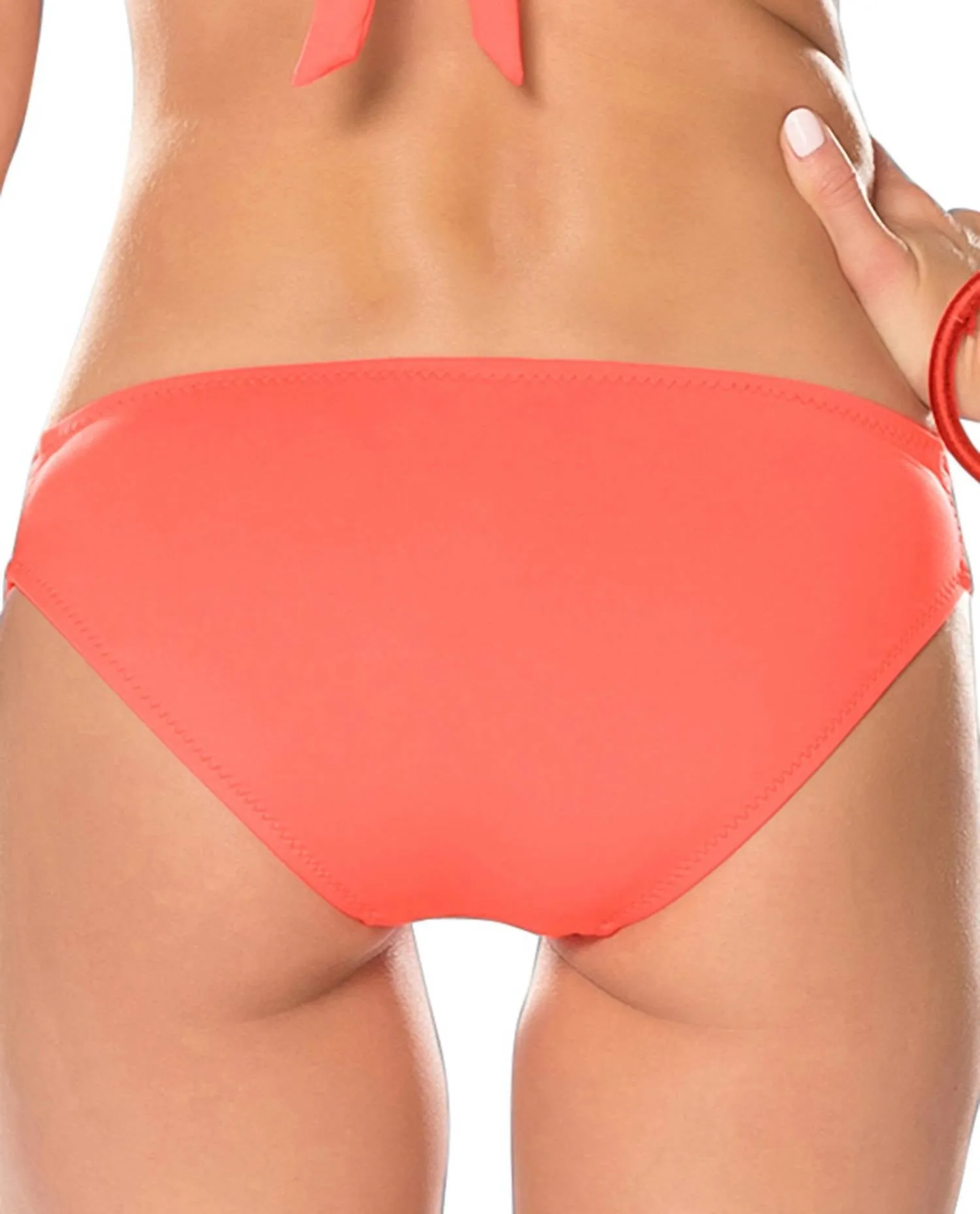 Women's Electric Current Solid Macrame Hipster Bikini Bottom In Persimmon