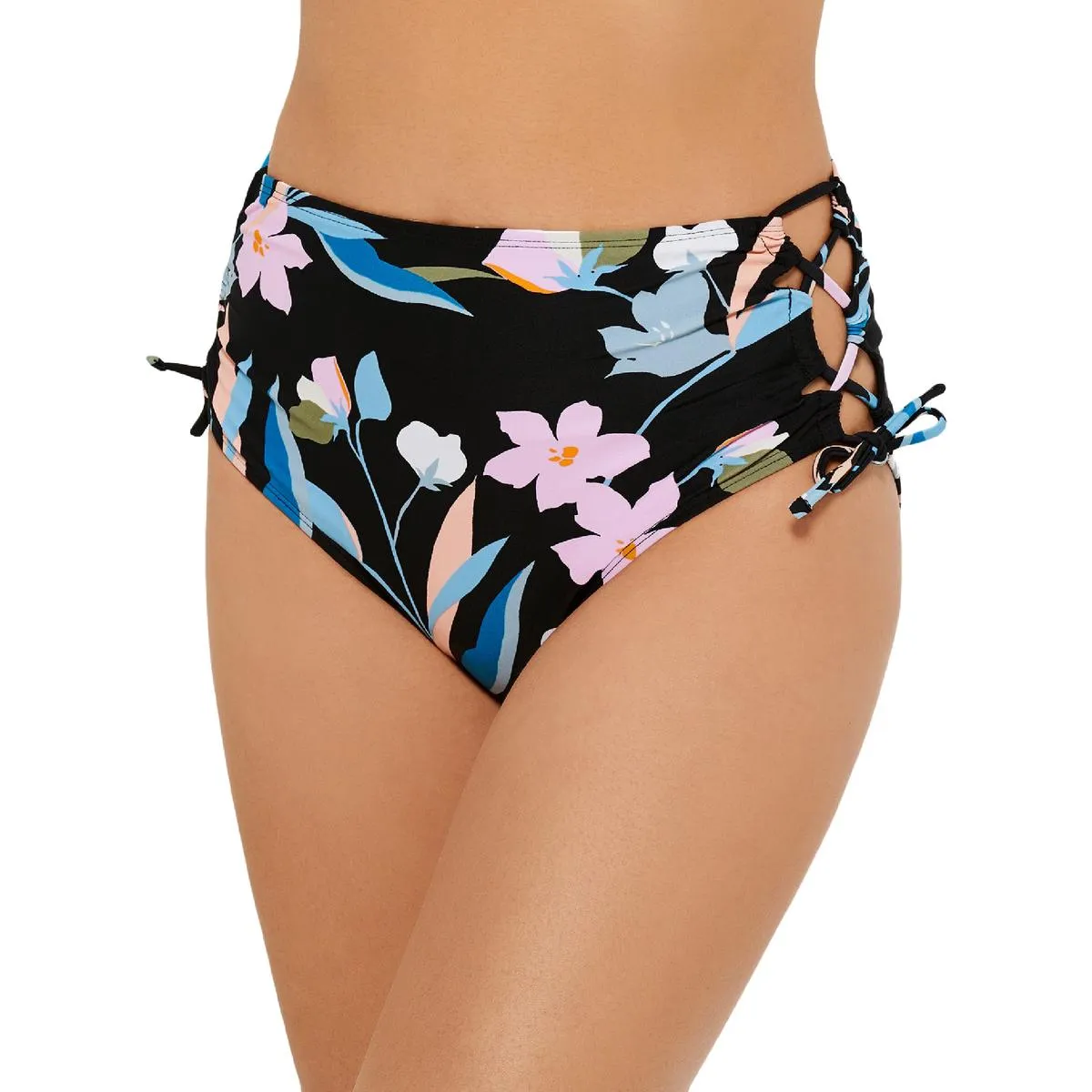 Womens Floral High Waist Swim Bottom Separates