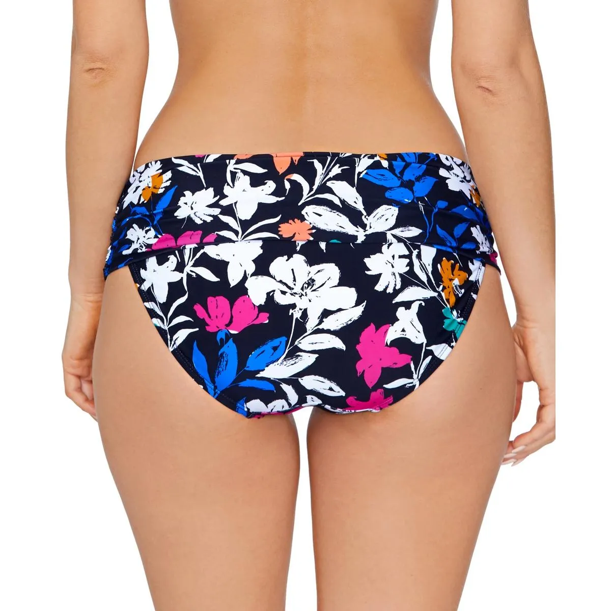 Womens Floral Print Fold-Over Swim Bottom Separates