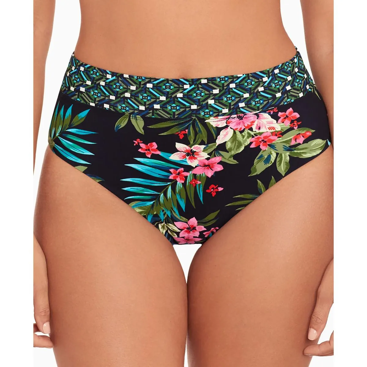 Womens High-Waist Floral Swim Bottom Separates