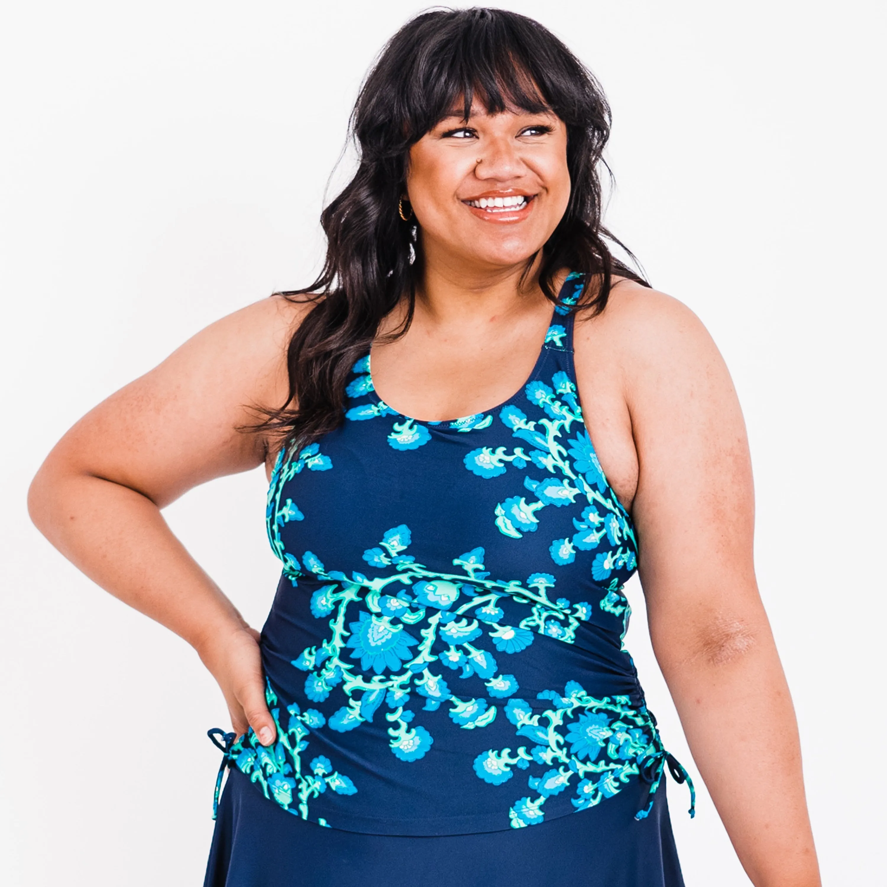 Women's Plus Maya Maya Tankini Swim Top With Removable Cups - Patterns