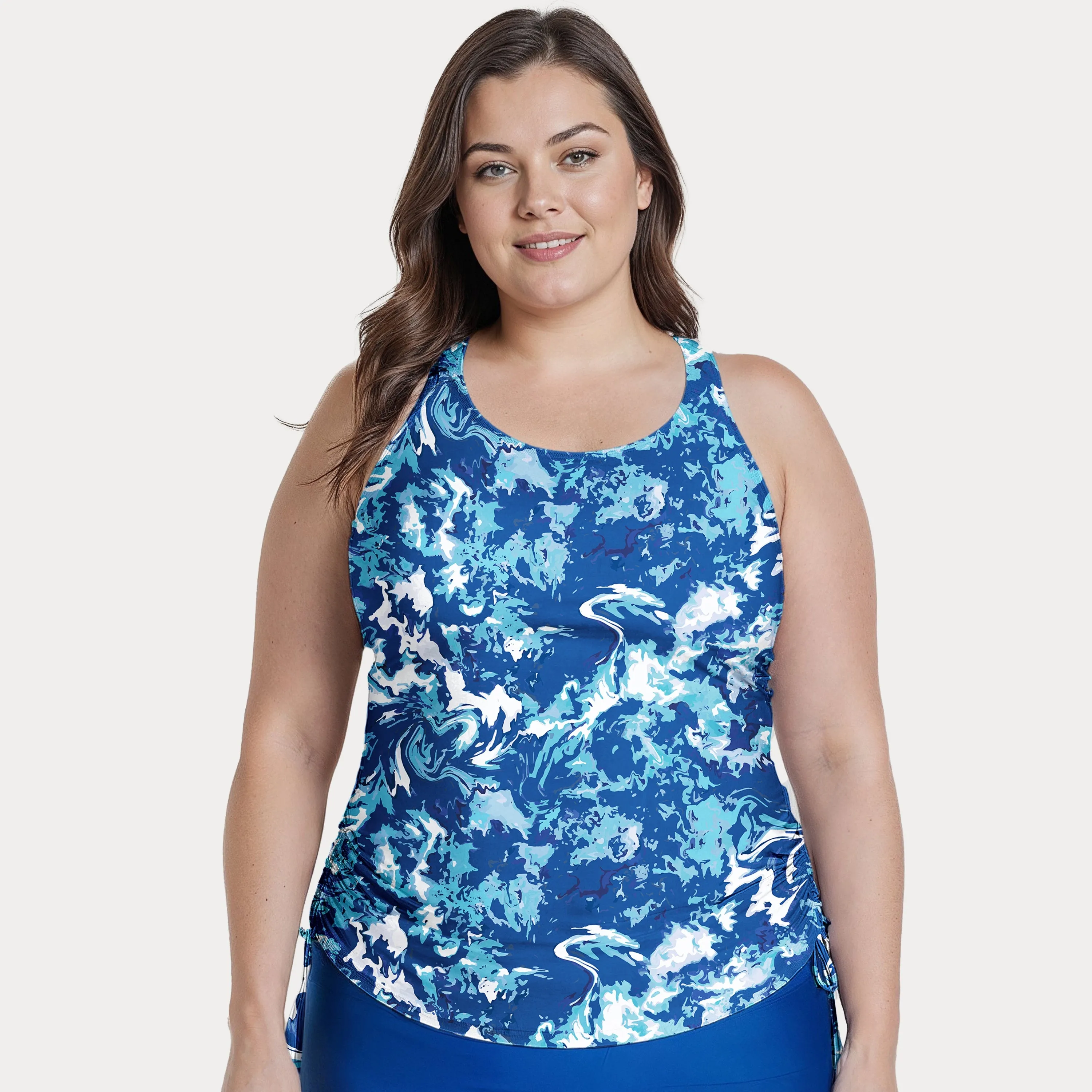 Women's Plus Maya Maya Tankini Swim Top With Removable Cups - Patterns