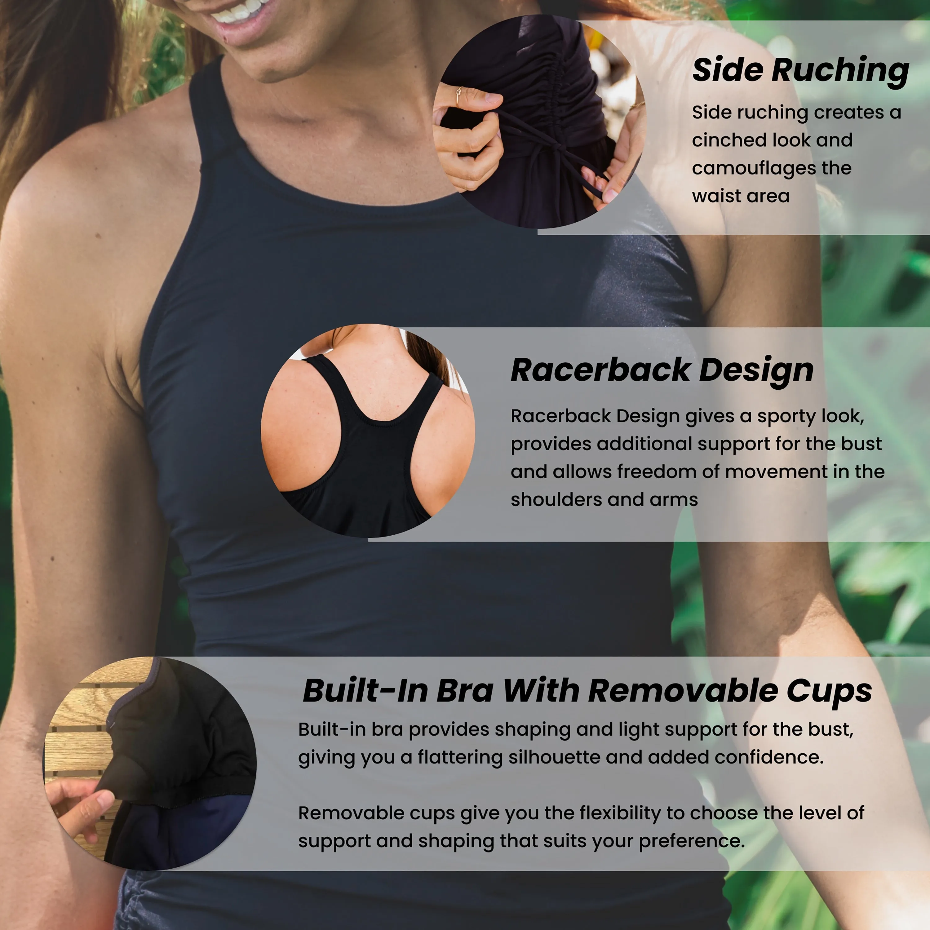 Women's Plus Maya Maya Tankini Swim Top With Removable Cups