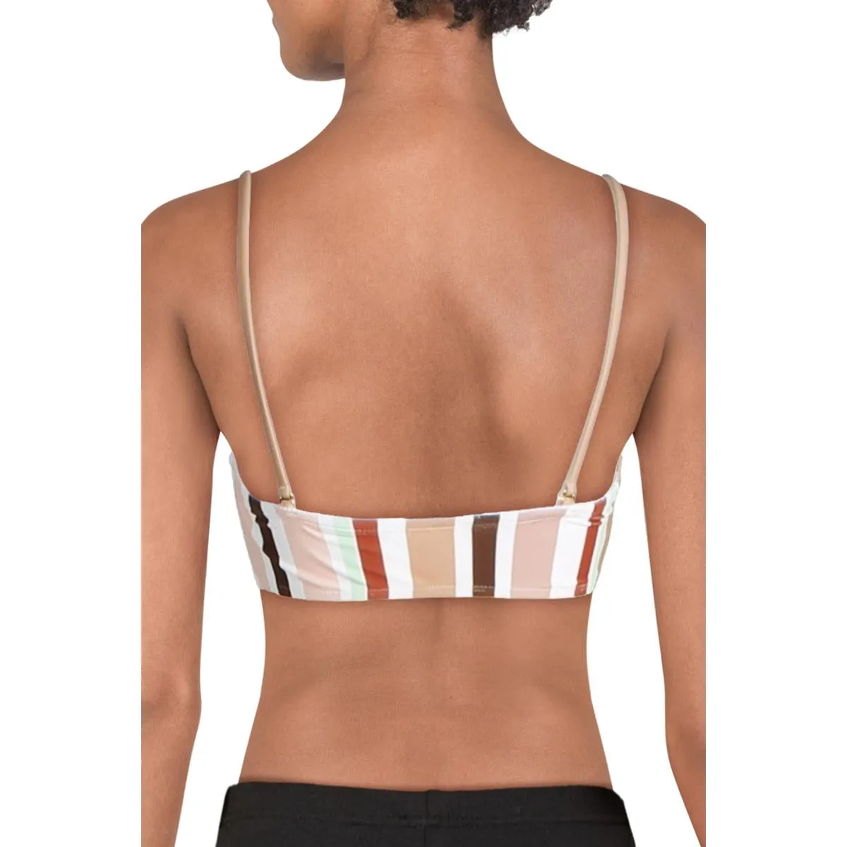 Womens Striped Beachwear Swim Top Separates
